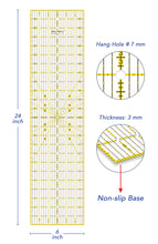 Load image into Gallery viewer, Shiny Merry 6 x 24 inch Transparent Non-Slip Acrylic Quilting Ruler for Precision Cutting, Crafts with Yellow and Black Template Lines
