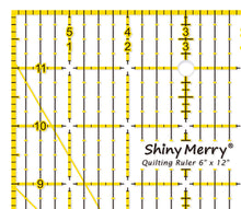 Load image into Gallery viewer, Shiny Merry 6 x 12 inch Non Slip Acrylic Quilting Ruler for Patchwork, Sewing Yellow and Black Template Lines
