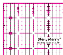 Load image into Gallery viewer, Shiny Merry 6 x 24 inch Transparent Non-Slip Acrylic Quilting Ruler for Precision Cutting, Crafts with Pink and Black Grid
