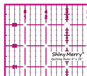 Shiny Merry 6 x 24 inch Transparent Non-Slip Acrylic Quilting Ruler for Precision Cutting, Crafts with Pink and Black Grid