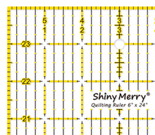 Load image into Gallery viewer, Shiny Merry 6 x 24 inch Transparent Non-Slip Acrylic Quilting Ruler for Precision Cutting, Crafts with Yellow and Black Template Lines
