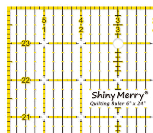 Shiny Merry 6 x 24 inch Transparent Non-Slip Acrylic Quilting Ruler for Precision Cutting, Crafts with Yellow and Black Template Lines