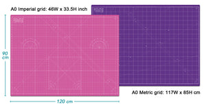 Shiny Merry - A0 120x90cm( 48"x36") DIY Craft PVC Inch & Metric Self Healing Cutting Mat-Pink/Purple