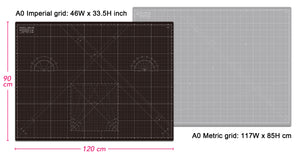 Shiny Merry - A0 120x90cm (48"x36") DIY Craft PVC Inch & Metric Self Healing Cutting Mat-Black/Gray