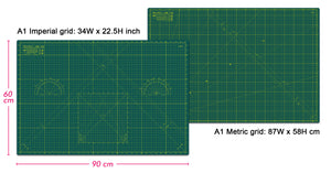 Shiny Merry - A1 90x60cm (36"x24") DIY Craft PVC Inch & Metric Self Healing Cutting Mat-Green/Green