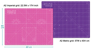 Shiny Merry - A2 60x45cm (24"x18") DIY Craft PVC Inch & Metric Self Healing Cutting Mat-Pink/Purple