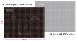 Shiny Merry - A2 60x45cm (24"x18") DIY Craft PVC Inch & Metric Self Healing Cutting Mat-Black/Gray