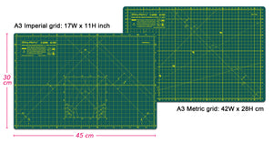 Shiny Merry - A3 45x30cm (18"x12") DIY Craft PVC Inch & Metric Self Healing Cutting Mat-Green / Green