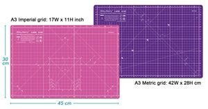 Shiny Merry - A3 45x30cm (18"x12") DIY Craft PVC Inch & Metric Self Healing Cutting Mat-Pink / Purple