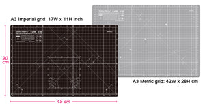 Shiny Merry - A3 45x30cm (18"x12") DIY Craft PVC Inch & Metric Self Healing Cutting Mat-Black / Gray